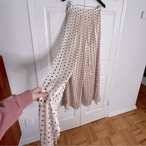 Long polka-dot pants with flowing panels - Picture 3 of 4